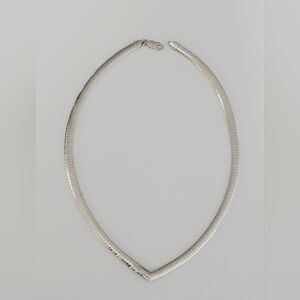 925 Sterling Silver Women's Statement Cubetto V-shaped Necklace - 17 Inches